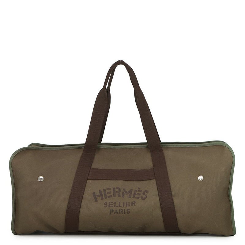 エルメス ボストンバッグ サックドパンサージュ カーキ/シルバー金具 トワルシェブロン/キャンバス X刻印 ブーツ＆ヘルメットバッグ