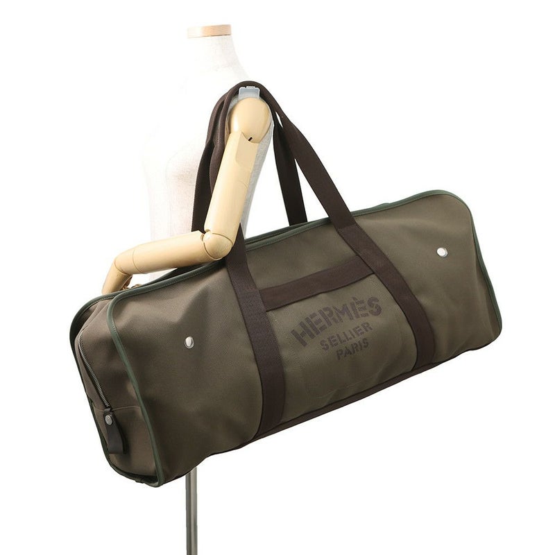 エルメス ボストンバッグ サックドパンサージュ カーキ/シルバー金具 トワルシェブロン/キャンバス X刻印 ブーツ＆ヘルメットバッグ