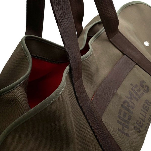 エルメス ボストンバッグ サックドパンサージュ カーキ/シルバー金具 トワルシェブロン/キャンバス X刻印 ブーツ＆ヘルメットバッグ