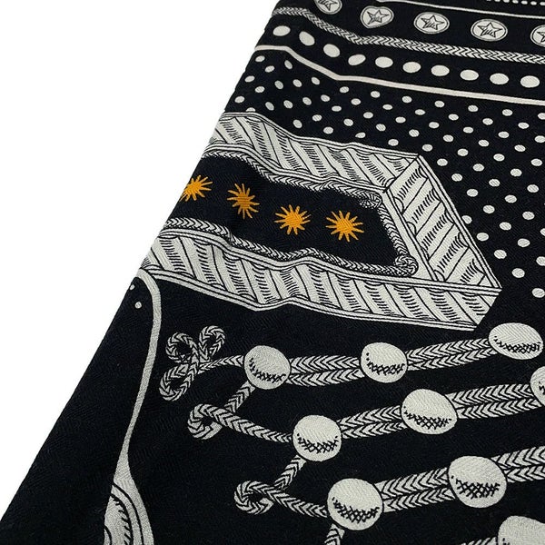 エルメス ストール カレ140 カレジェアン ズアヴとドラゴン Zouaves et Dragons HERMES シルク カシミヤ 2023年秋冬 黒