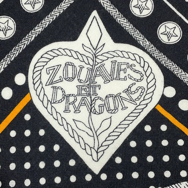 エルメス ストール カレ140 カレジェアン ズアヴとドラゴン Zouaves et Dragons HERMES シルク カシミヤ 2023年秋冬 黒