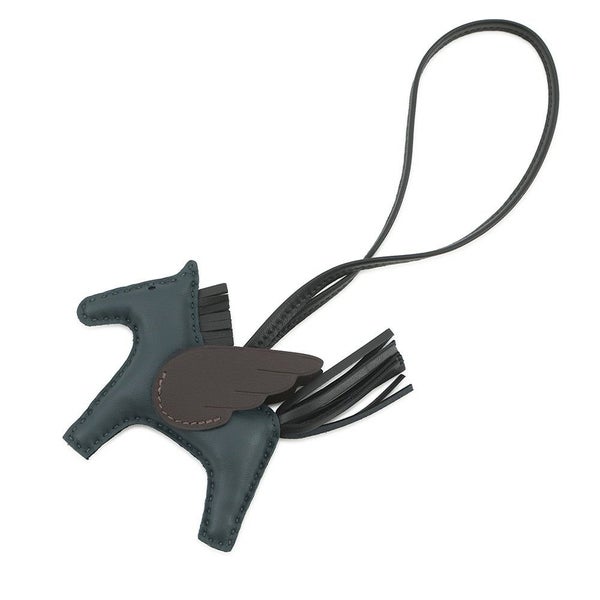 エルメス バッグチャーム ロデオPM ペガサス ヴェールマングローブ/ブラック/ベブラン ラムスキン　K刻印