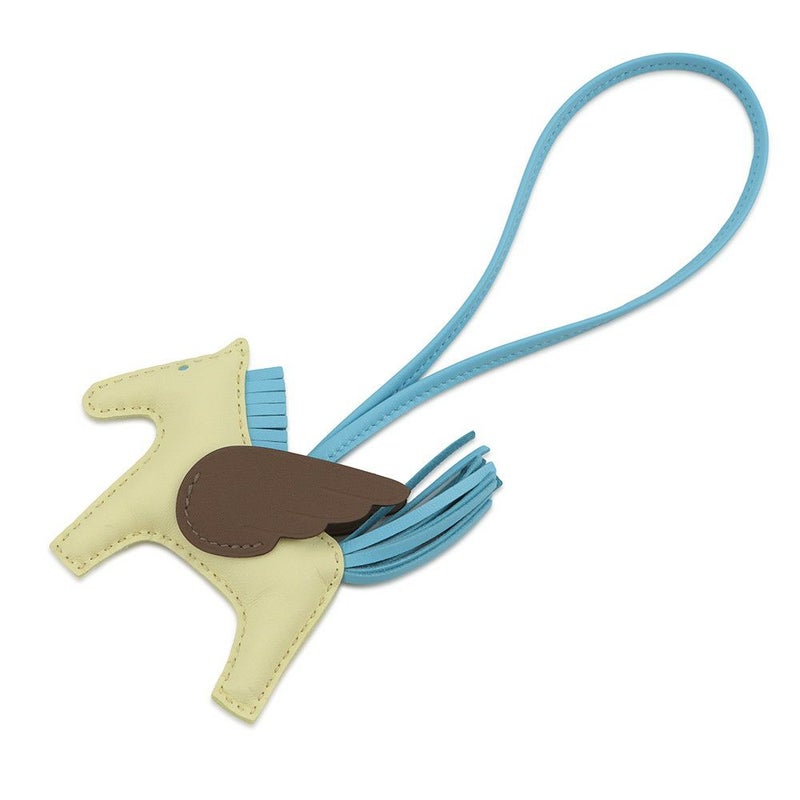 エルメス バッグチャーム ロデオPM ペガサス ジョーヌミルトン/セレスト/エトゥープ ラムスキン K刻印