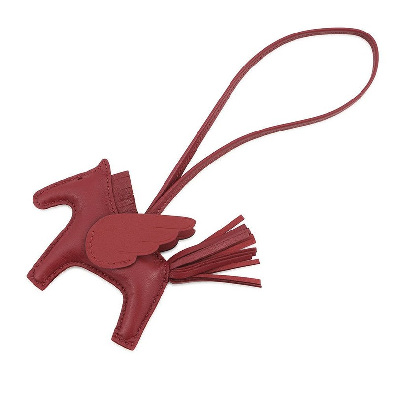 エルメス バッグチャーム ロデオPM ルージュグレナ ラムスキン K刻印