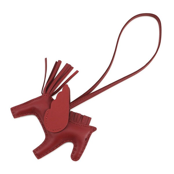 エルメス バッグチャーム ロデオPM ルージュグレナ ラムスキン K刻印