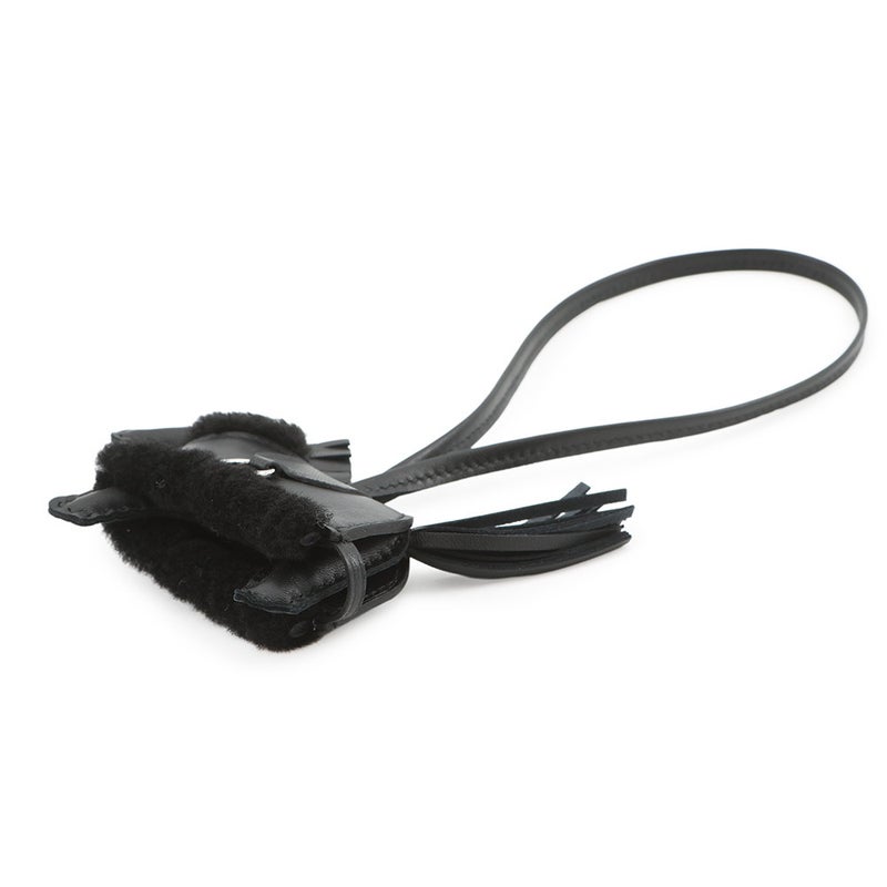 エルメス バッグチャーム ロデオPM ロベオ プラッシュ ブラック ラムスキン/ムートン K刻印 HERMES チャーム 黒