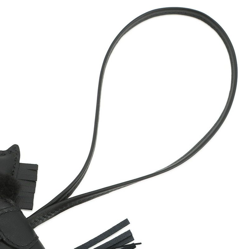 エルメス バッグチャーム ロデオPM ロベオ プラッシュ ブラック ラムスキン/ムートン K刻印 HERMES チャーム 黒