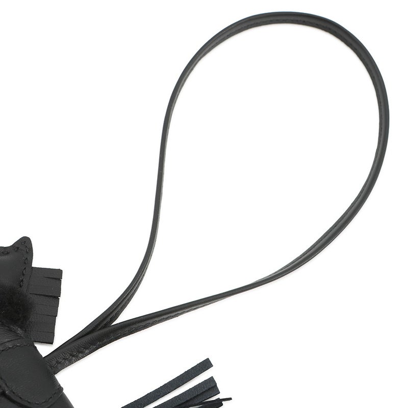 エルメス バッグチャーム ロデオPM ロベオ プラッシュ ブラック ラムスキン/ムートン K刻印 HERMES チャーム 黒