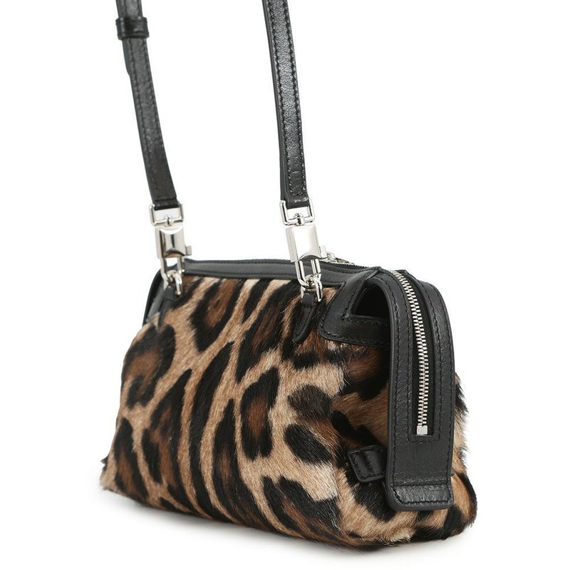 ドルチェ＆ガッバーナ ショルダーバッグ レオパード ハラコ レザー DOLCE&GABBANA 黒