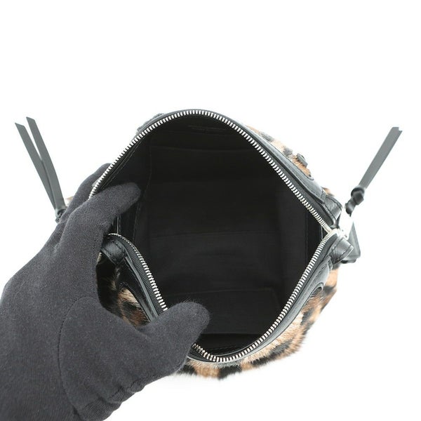 ドルチェ＆ガッバーナ ショルダーバッグ レオパード ハラコ レザー DOLCE&GABBANA 黒