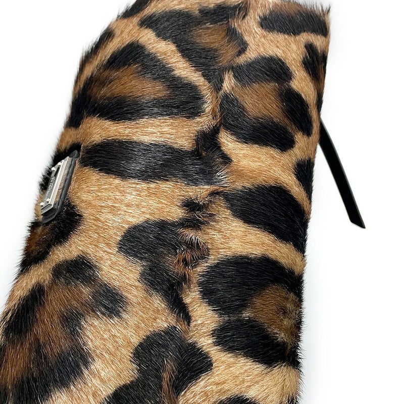 ドルチェ＆ガッバーナ ショルダーバッグ レオパード ハラコ レザー DOLCE&GABBANA 黒