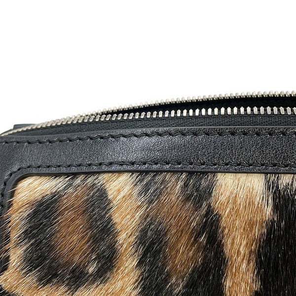 ドルチェ＆ガッバーナ ショルダーバッグ レオパード ハラコ レザー DOLCE&GABBANA 黒