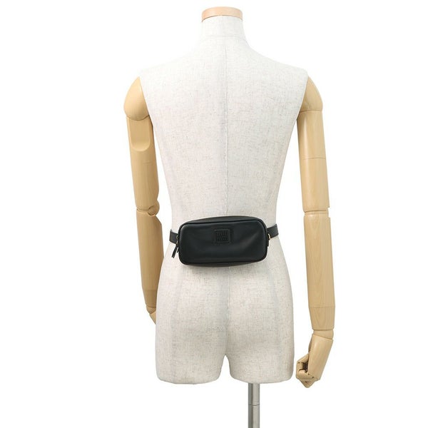 ミュウミュウ ウエストポーチ ロゴ レザー MiuMiu ボディバッグ 黒