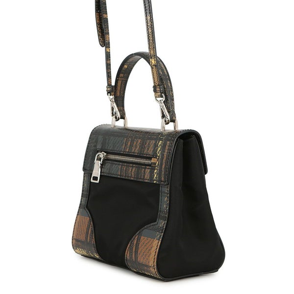 プラダ ハンドバッグ チェック柄 ナイロン/レザー 1BA014 PRADA 2wayショルダーバッグ 黒