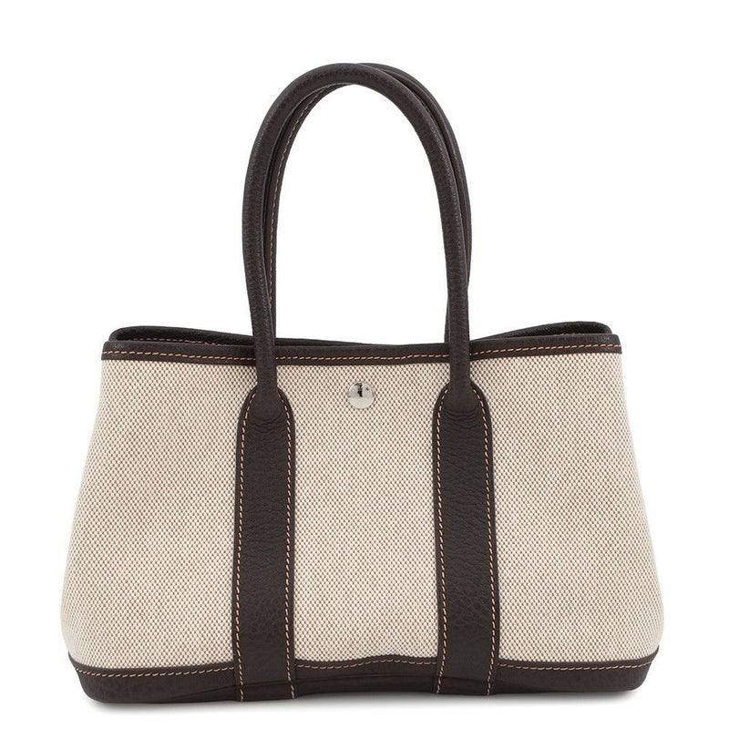 エルメス トートバッグ ガーデンパーティTTPM ナチュラル/ブラウン/シルバー金具 トワルアッシュ/ブッフル □H刻印