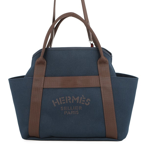 エルメス サックドパンサージュ グルーム SAC DE PANSAGE GROOM ネイビー/フー C刻印 ２wayショルダー