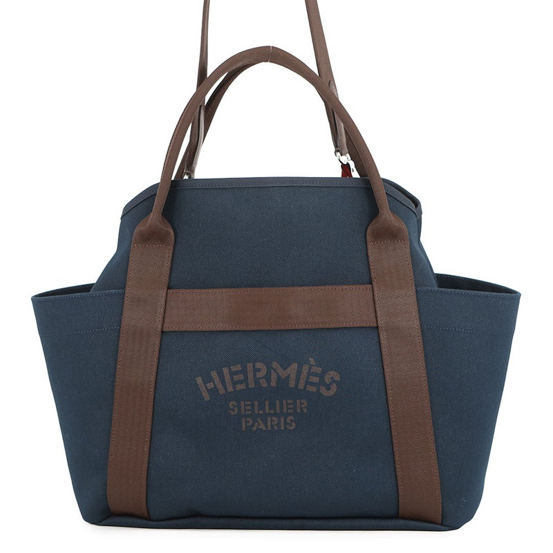 エルメス サックドパンサージュ グルーム SAC DE PANSAGE GROOM ネイビー/フー C刻印 ２wayショルダー