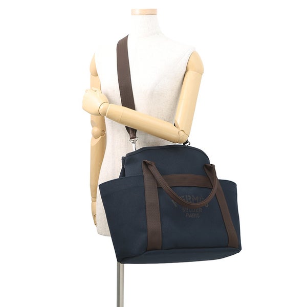エルメス サックドパンサージュ グルーム SAC DE PANSAGE GROOM ネイビー/フー C刻印 ２wayショルダー