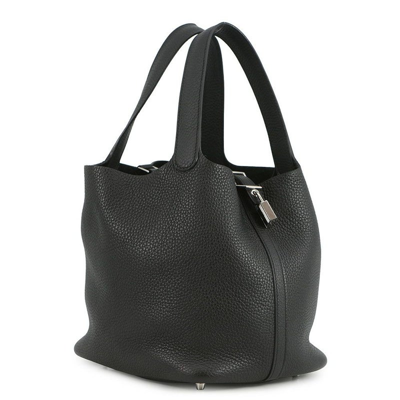 エルメス ハンドバッグ ピコタンロックMM ブラック/シルバー金具 トリヨンクレマンス Z刻印 黒