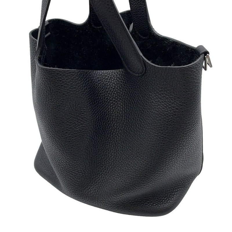 エルメス ハンドバッグ ピコタンロックMM ブラック/シルバー金具 トリヨンクレマンス Z刻印 黒