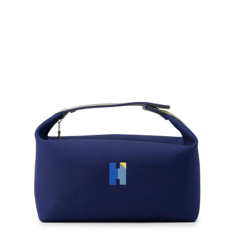 エルメス ポーチ ブリッド・ア・ブラックGM Hパヴィヨン マリン/シルバー金具 キャンバス HERMES バッグ 小物入れ