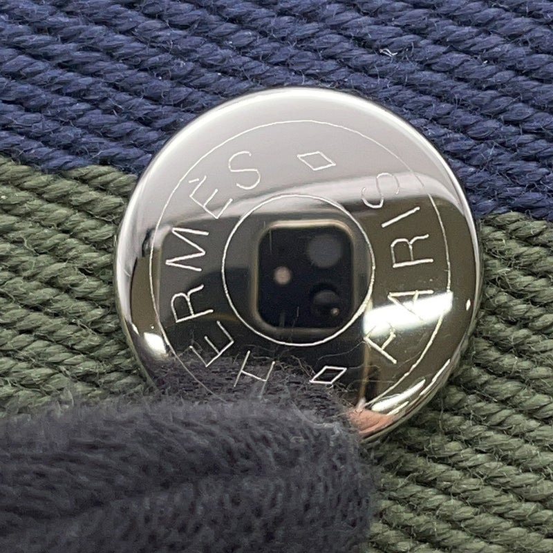 エルメス ポーチ ブリッド・ア・ブラックGM Hパヴィヨン マリン/シルバー金具 キャンバス HERMES バッグ 小物入れ