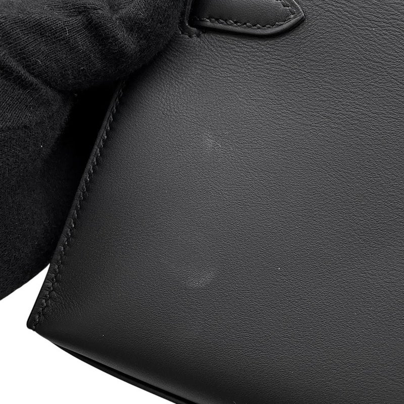 エルメス ハンドバッグ ポシェットケリー ブラック/ゴールド金具 スイフト K刻印 黒