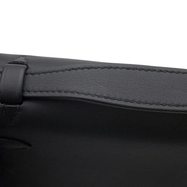 エルメス ハンドバッグ ポシェットケリー ブラック/ゴールド金具 スイフト K刻印 黒