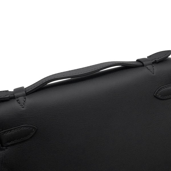 エルメス ハンドバッグ ポシェットケリー ブラック/ゴールド金具 スイフト K刻印 黒