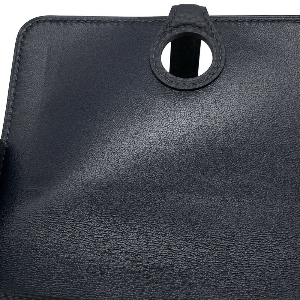エルメス 二つ折り財布 ドゴン コンパクト ブルーインディゴ/シルバー