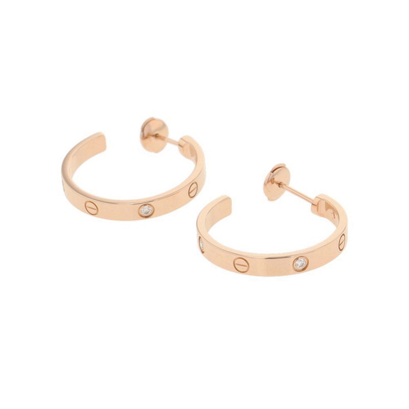カルティエ ピアス Love フープ イヤリング ミディアムモデル ダイヤモンド 6P 計0.13ct K18PGピンクゴールド B8301433 ラブフープ