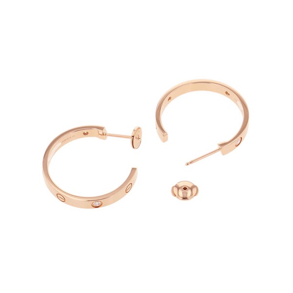カルティエ ピアス Love フープ イヤリング ミディアムモデル ダイヤモンド 6P 計0.13ct K18PGピンクゴールド B8301433 ラブフープ