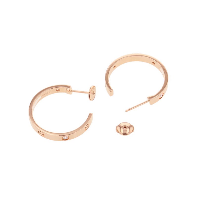 カルティエ ピアス Love フープ イヤリング ミディアムモデル ダイヤモンド 6P 計0.13ct K18PGピンクゴールド B8301433 ラブフープ