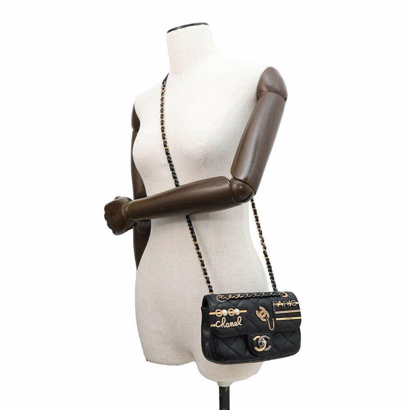 シャネル チェーンショルダーバッグ マトラッセ クリップココGX ラムスキン AS2978 CHANEL 黒