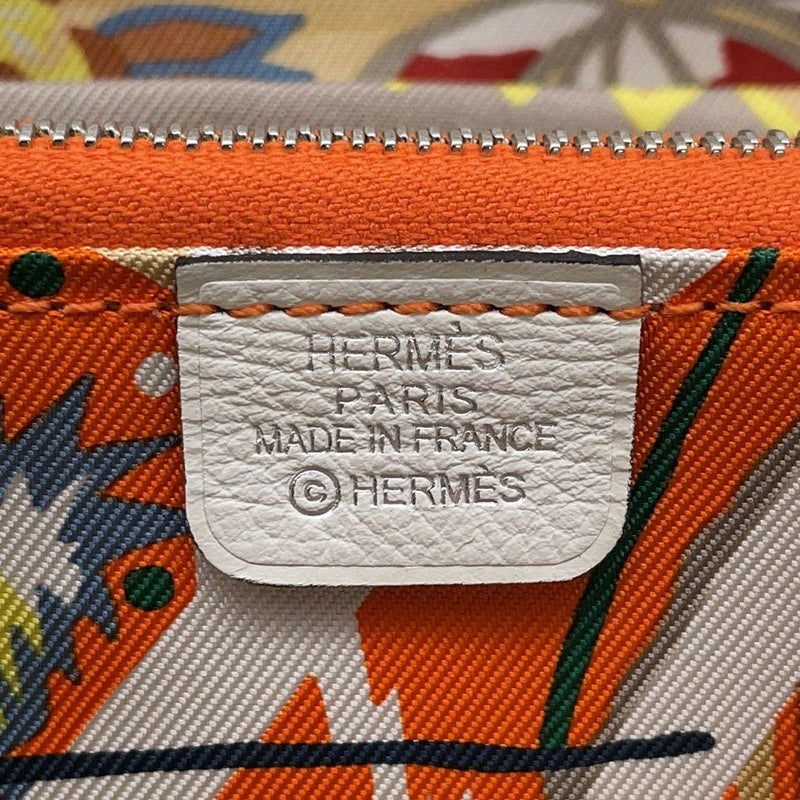 エルメス 長財布 アザップロング シルクイン  ニューホワイト/シルバー金具 エバーカラー B刻印 白