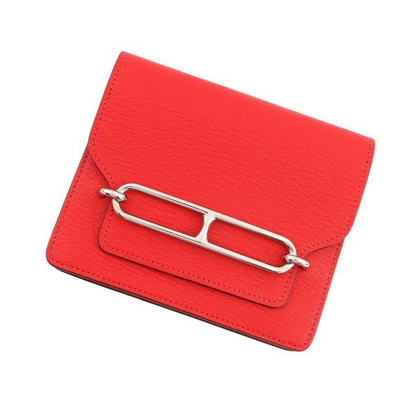 エルメス 財布 ロウリス ルリ スリム ルージュクー/シルバー金具 シェブルミゾル Z刻印 HERMES 財布
