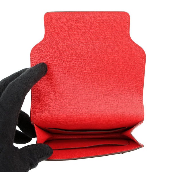 エルメス 財布 ロウリス ルリ スリム ルージュクー/シルバー金具 シェブルミゾル Z刻印 HERMES 財布