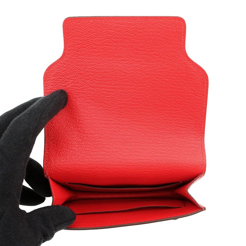 エルメス 財布 ロウリス ルリ スリム ルージュクー/シルバー金具 シェブルミゾル Z刻印 HERMES 財布