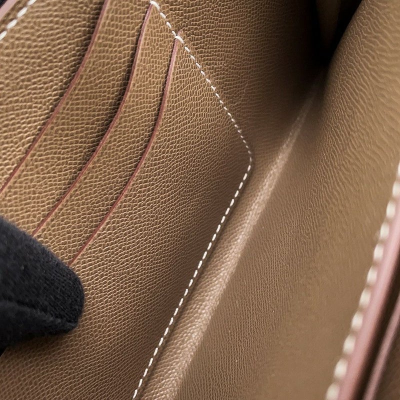 エルメス シャルニエール トゥーゴー エトゥープ/シルバー金具 ヴォーマダム K刻印 ショルダーウォレット