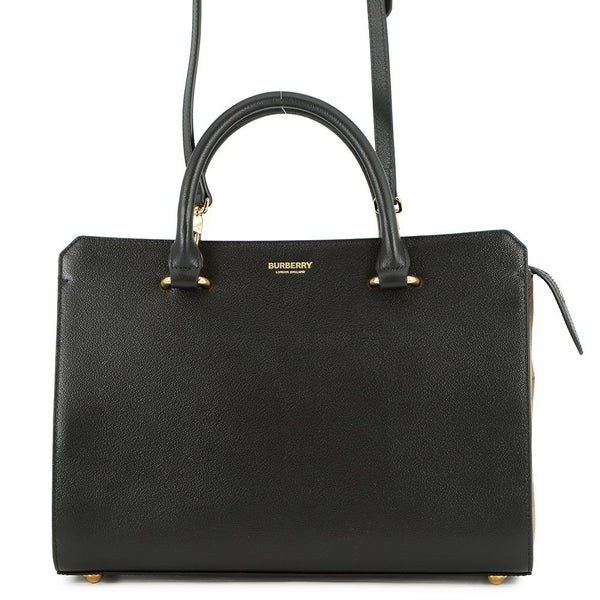 バーバリー ハンドバッグ サイドチェック バンウェル スモール レザー キャンバス 8084023 BURBERRY 2way 黒