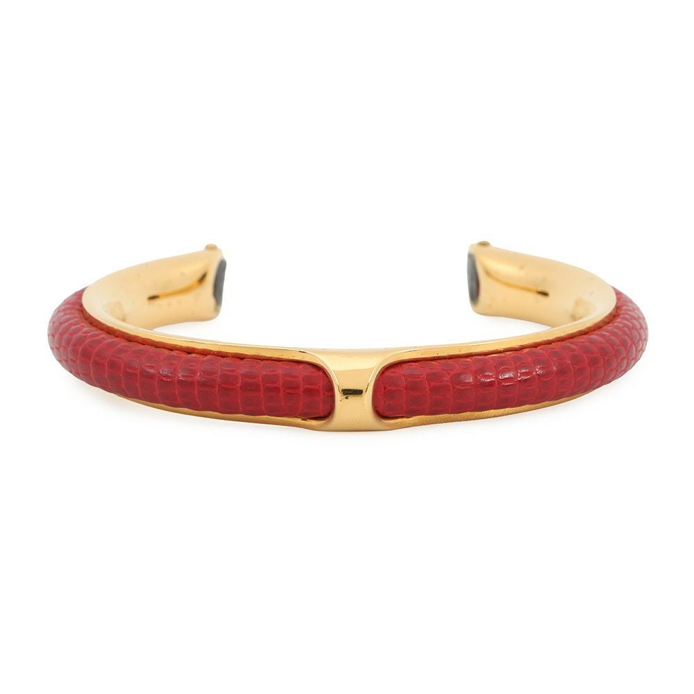 エルメス ブレスレット レッド/ゴールド金具 リザード/メタル