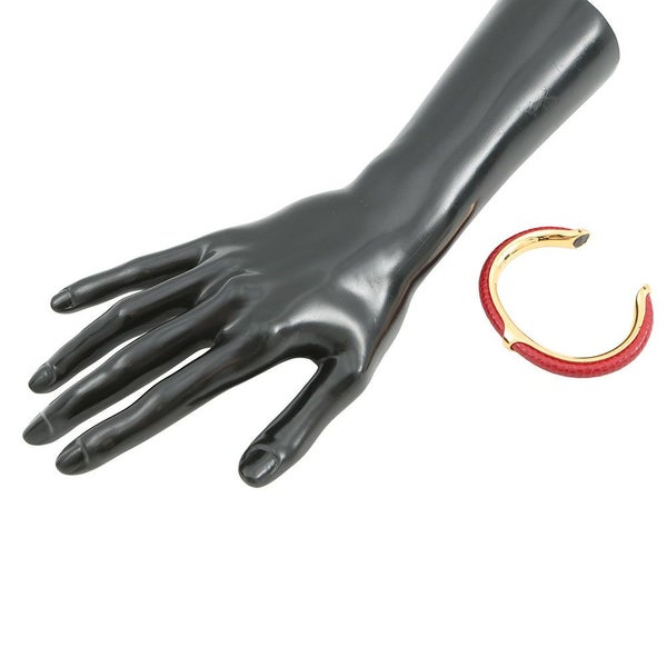 エルメス ブレスレット レッド/ゴールド金具 リザード/メタル HERMES アクセサリー