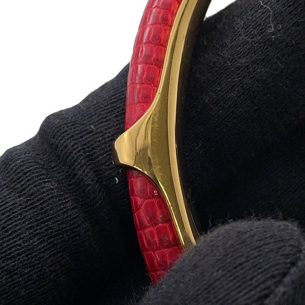 エルメス ブレスレット レッド/ゴールド金具 リザード/メタル HERMES アクセサリー