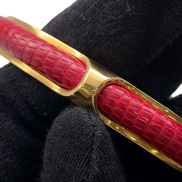 エルメス ブレスレット レッド/ゴールド金具 リザード/メタル HERMES アクセサリー