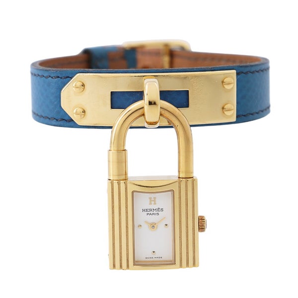 エルメス ケリーウォッチ ブルー/ゴールド金具 エプソン ◯Y刻印 KE1.210 HERMES 腕時計 クォーツ ウォッチ 白文字盤