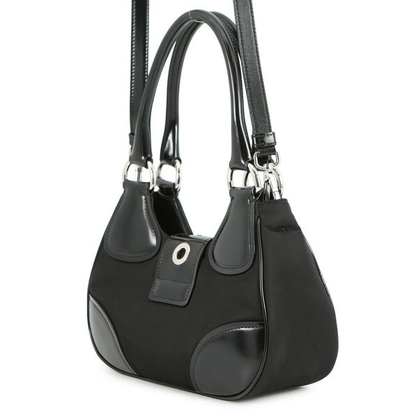 プラダ ハンドバッグ Re-Nylon Re-Edition 2002 ムーン ナイロン レザー 1BA381 PRADA 2way 黒