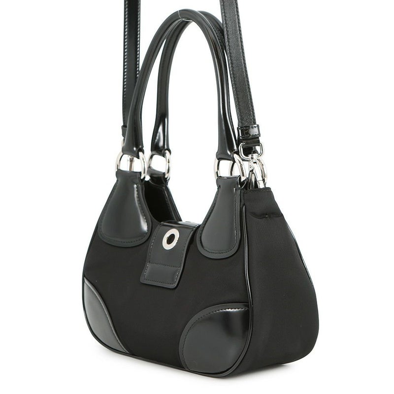 プラダ ハンドバッグ Re-Nylon Re-Edition 2002 ムーン ナイロン レザー 1BA381 PRADA 2way 黒