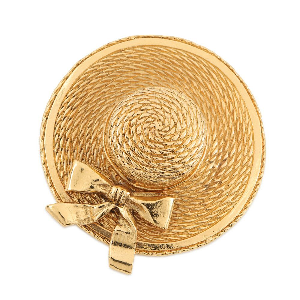 シャネル ブローチ 麦わら帽子モチーフ メタル CHANEL アクセサリー
