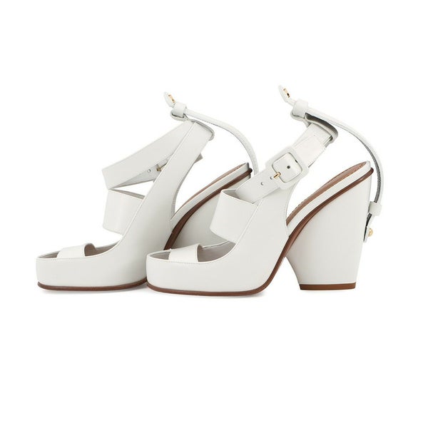 ルイヴィトン サンダル レザー トリニティライン ヒールサンダル レディースサイズ36 LOUIS VUITTON 靴 白 ホワイト