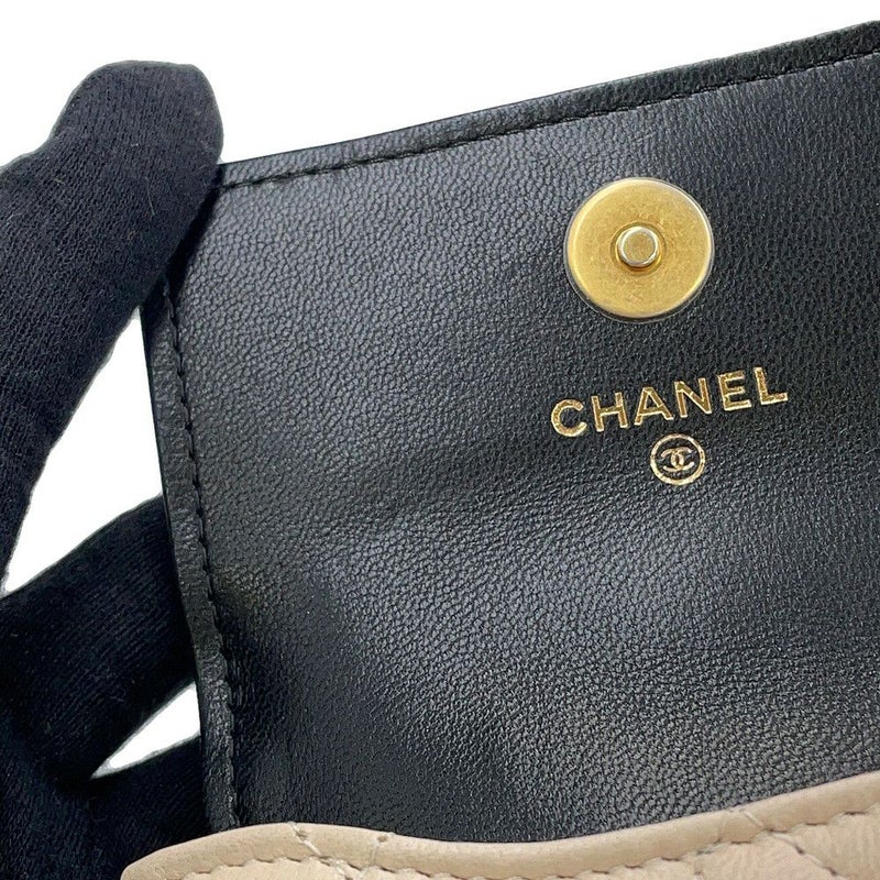 シャネル ボディバッグ ココマーク マトラッセ ミニチェーンベルトバッグ ラムスキン CHANEL 黒 ウエストポーチ